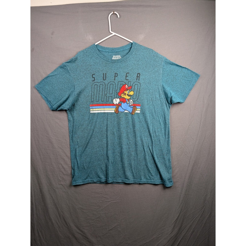 Nintendo Super Mario Bros Mens XL Teal Heather Graphic T-Shirt Short Sleeve Tee